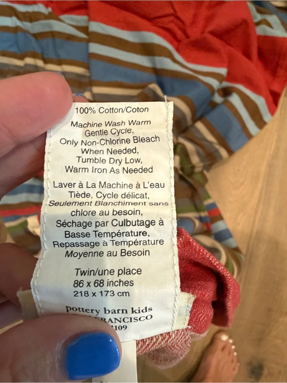 Pottery Barn Kids Twin Striped Cotton Duvet Cover